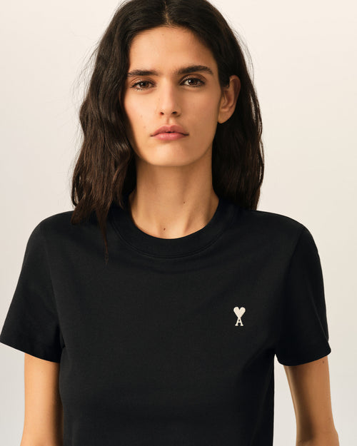 T-shirt cropped Ami De Coeur in cotone nero - Donna - 4 - AMI Paris - Ami Paris