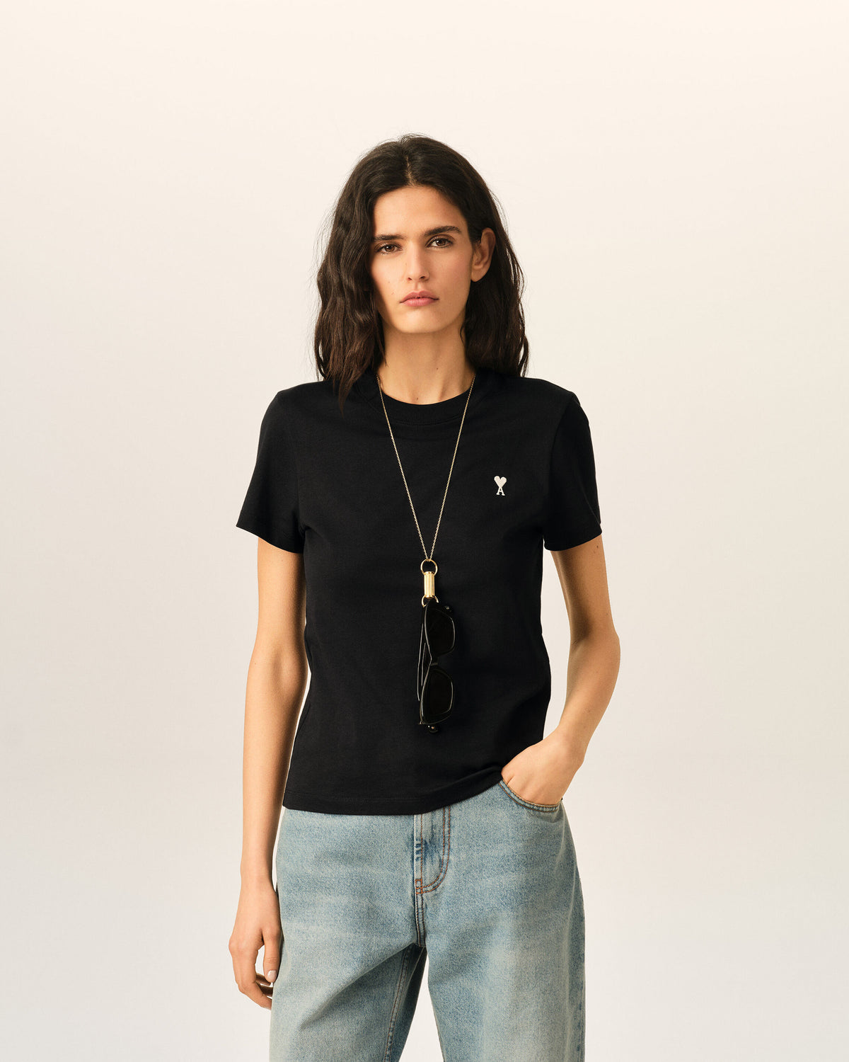 T-shirt cropped Ami De Coeur in cotone nero - 2
