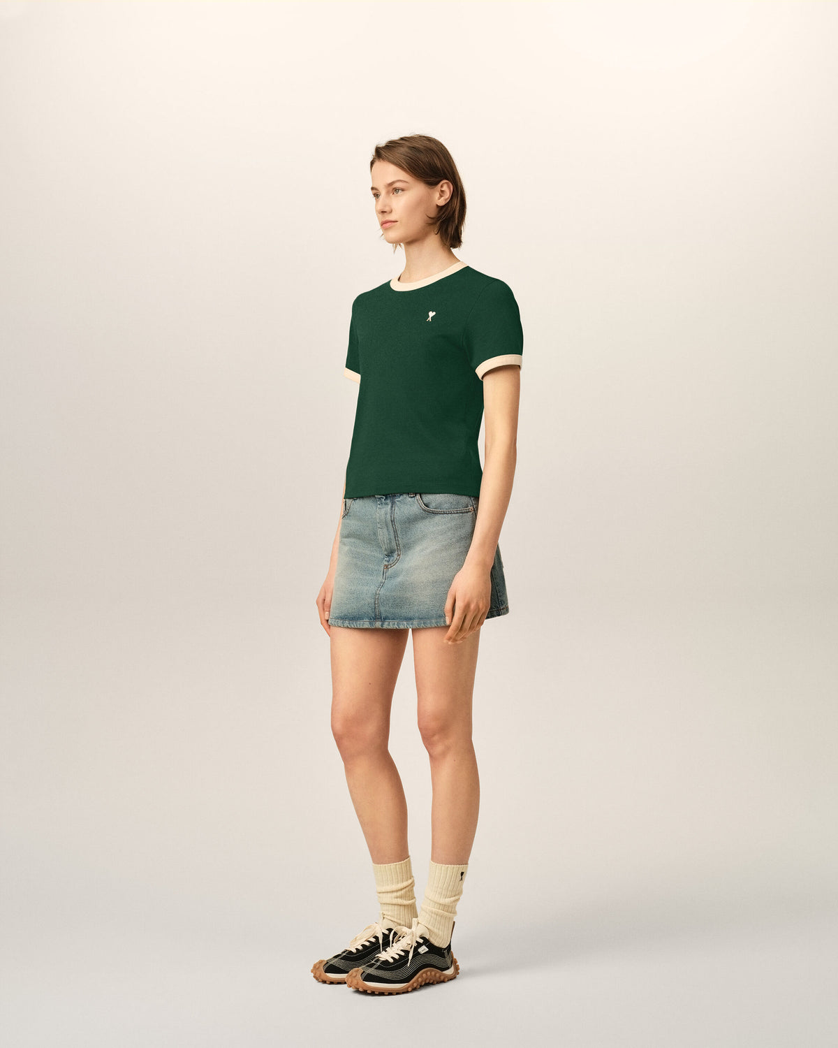Green contrasted cotton t-shirt with Ami de Coeur - 6