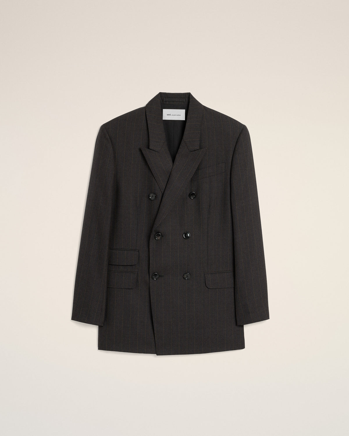 Veste rayée grise double boutonnage en laine - 1