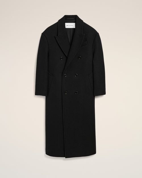 Manteau long noir double boutonnage en laine - NOIR - Ami Paris