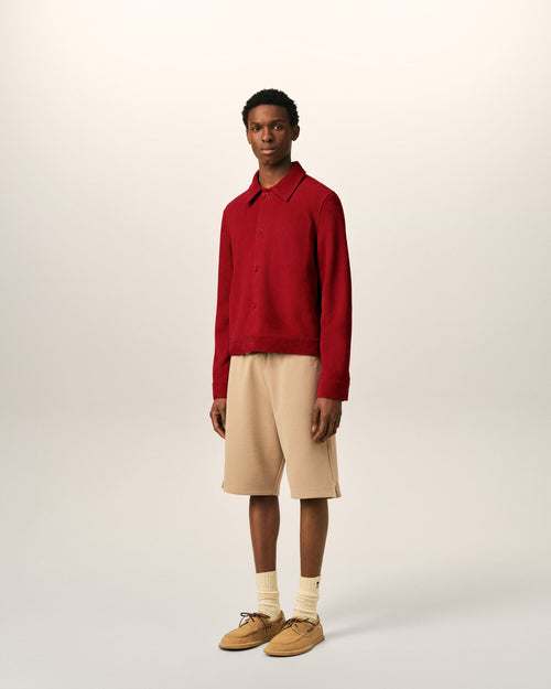 Veste rouge boutonnée en cuir de chèvre Ami de Coeur embossé - Homme - 6 - AMI Paris - Ami Paris