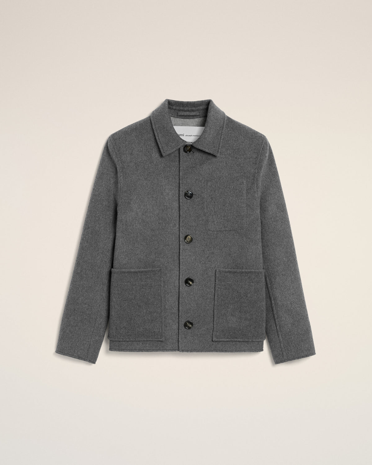 Giacca button-down in lana e cashmere grigia - 1