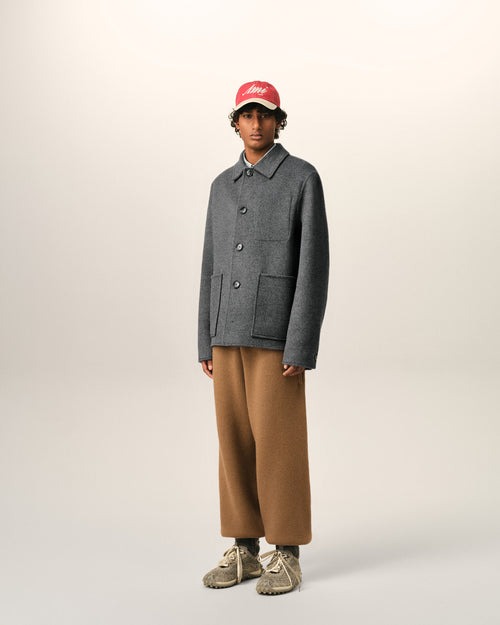Giacca button-down in lana e cashmere grigia - Uomo - 6 - AMI Paris - Ami Paris