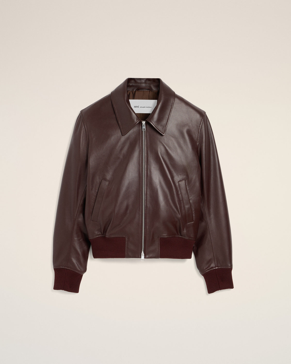 Chaqueta de cuero de cordero burdeos - 1