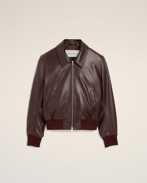 Chaqueta de cuero de cordero burdeos - Hombre - 1 - AMI Paris - Ami Paris