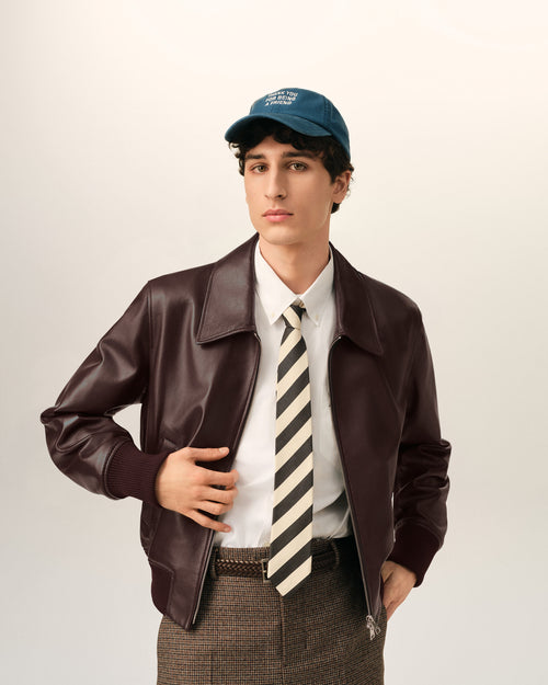 Chaqueta de cuero de cordero burdeos - Hombre - 3 - AMI Paris - Ami Paris