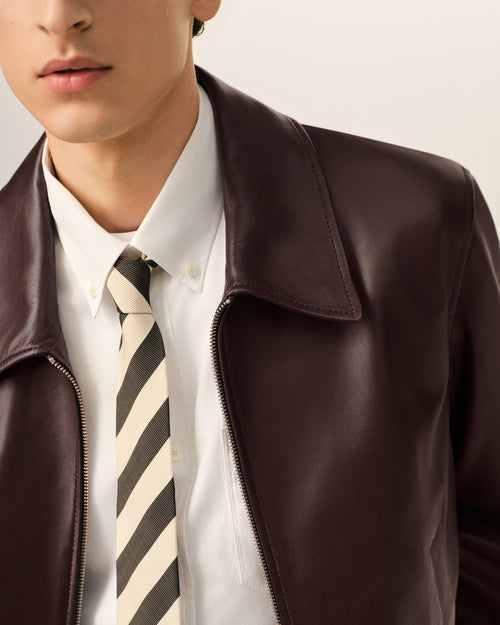 Chaqueta de cuero de cordero burdeos - Hombre - 4 - AMI Paris - Ami Paris