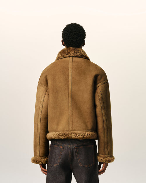 Giacca aviatore in shearling di montone marrone - Uomo - 5 - AMI Paris - Ami Paris