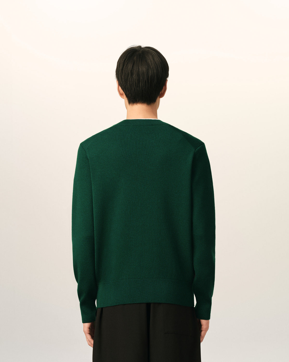 Green crewneck wool sweater with Ami de Coeur - 5