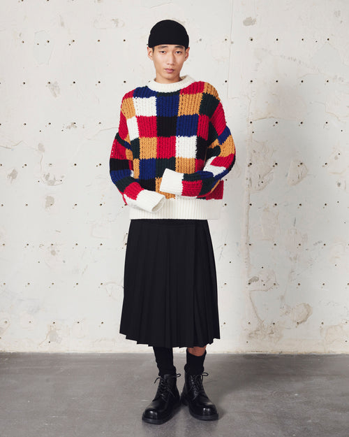 Pull en laine col rond à carreaux multicolores - Homme - 7 - AMI Paris - Ami Paris
