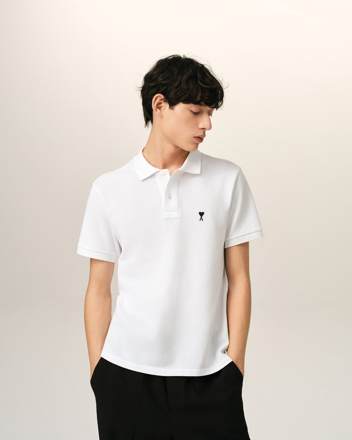 White Cotton Short Sleeves Ami De Coeur Polo Shirt - 2