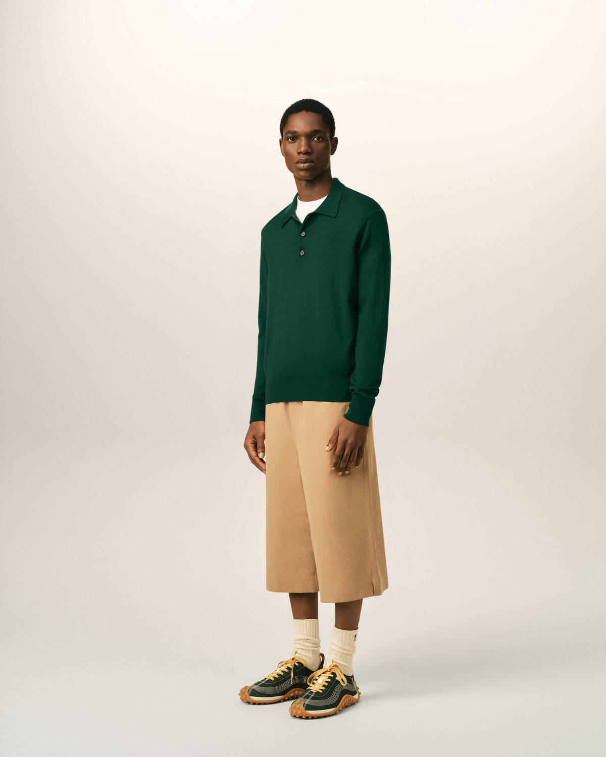 Green wool polo with Ami de Coeur - 6