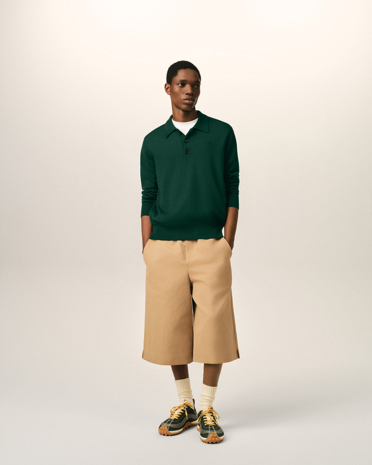 Green wool polo with Ami de Coeur - 3