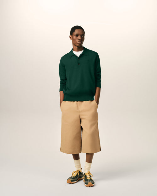 Green wool polo with Ami de Coeur - Man - 3 - AMI Paris - Ami Paris