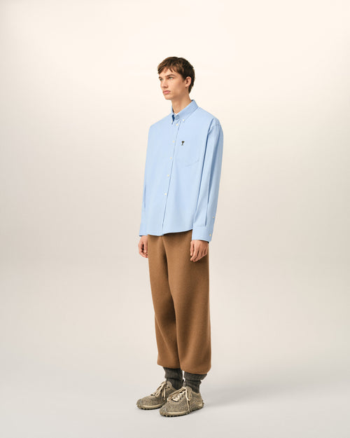 Blue boxy cotton shirt with Ami de Coeur - Man - 6 - AMI Paris - Ami Paris