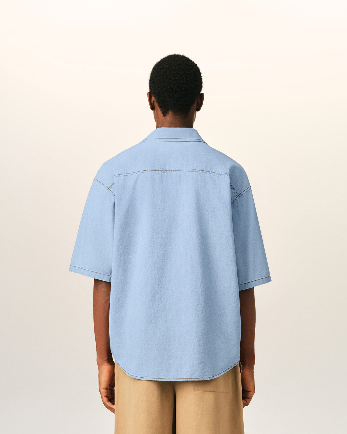 Blue boxy cotton short-sleeve shirt with Ami de Coeur - 5