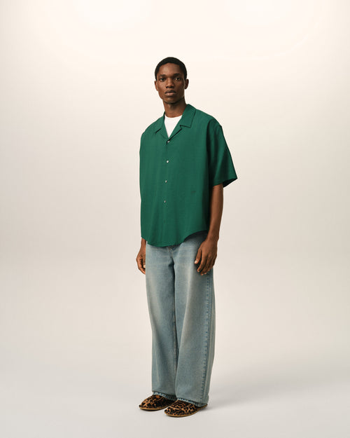 Chemise boxy verte en twill de viscose manches courtes - Homme - 6 - AMI Paris - Ami Paris