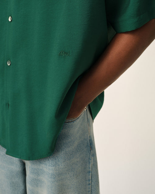 Chemise boxy verte en twill de viscose manches courtes - Homme - 4 - AMI Paris - Ami Paris