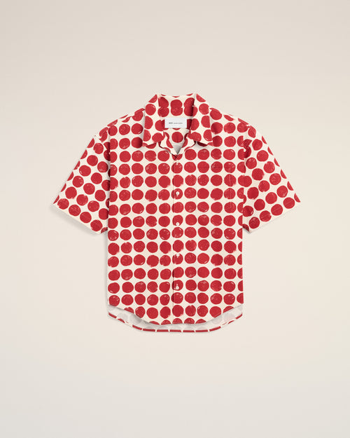 Camisa boxy de algodón roja de lunares de manga corta - 1 - Ami Paris