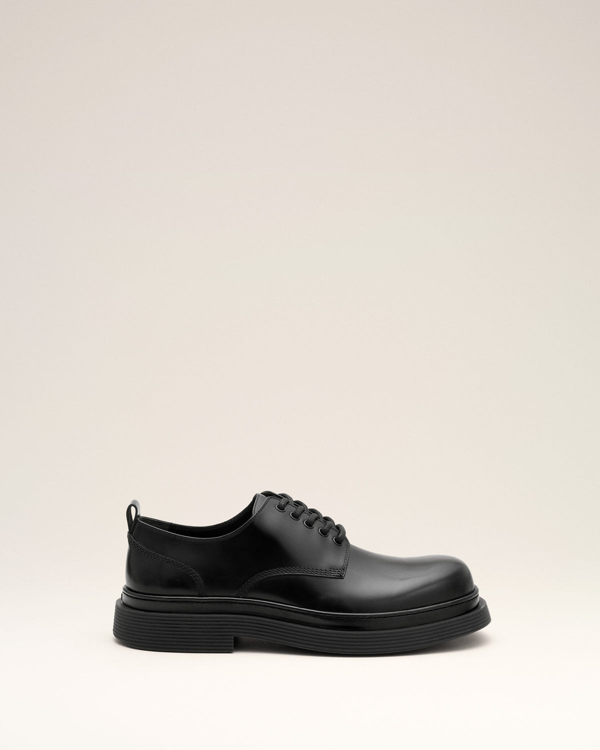 Black cow leather derbies shoes - 1
