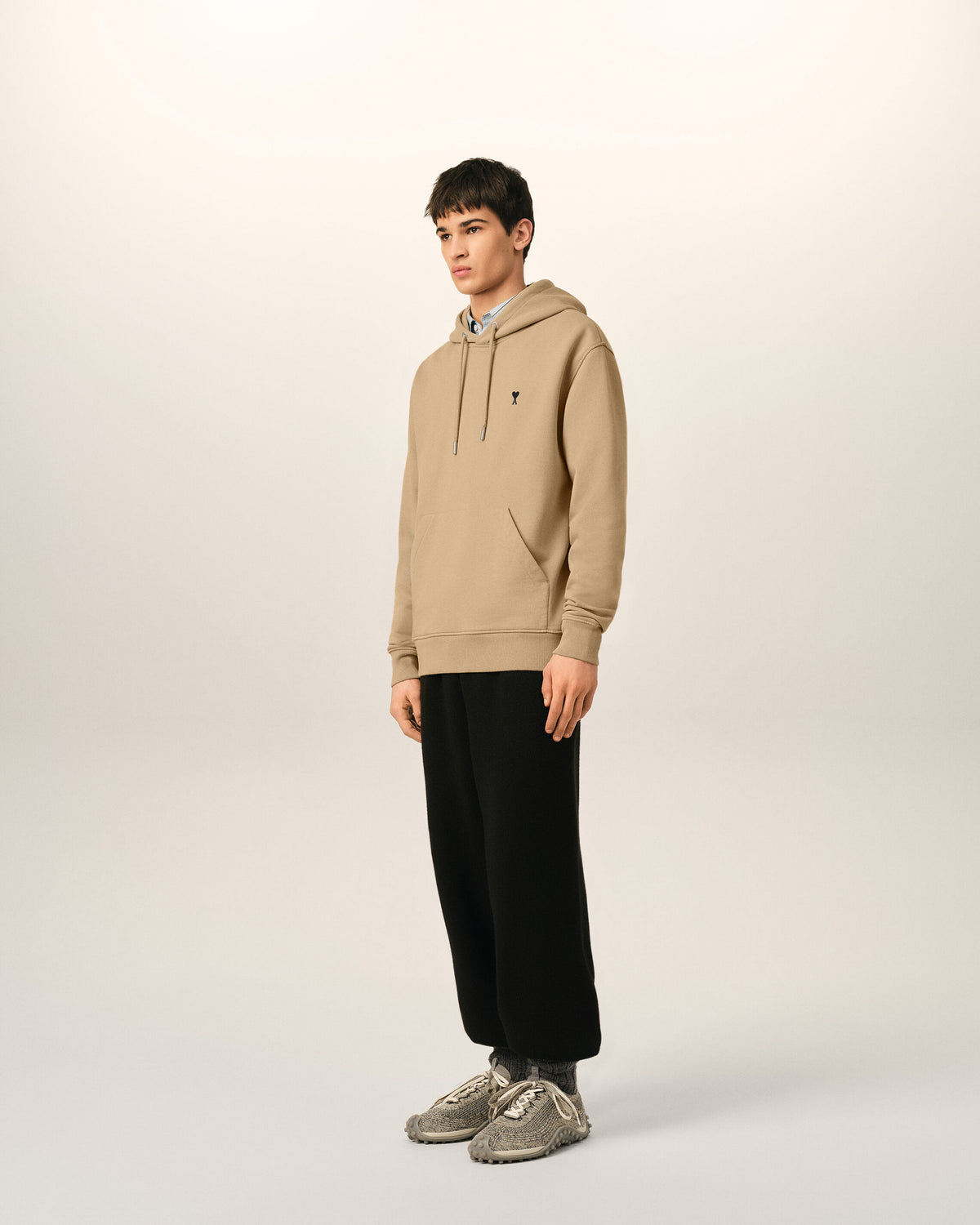 Beige cotton hoodie with Ami de Coeur - 6
