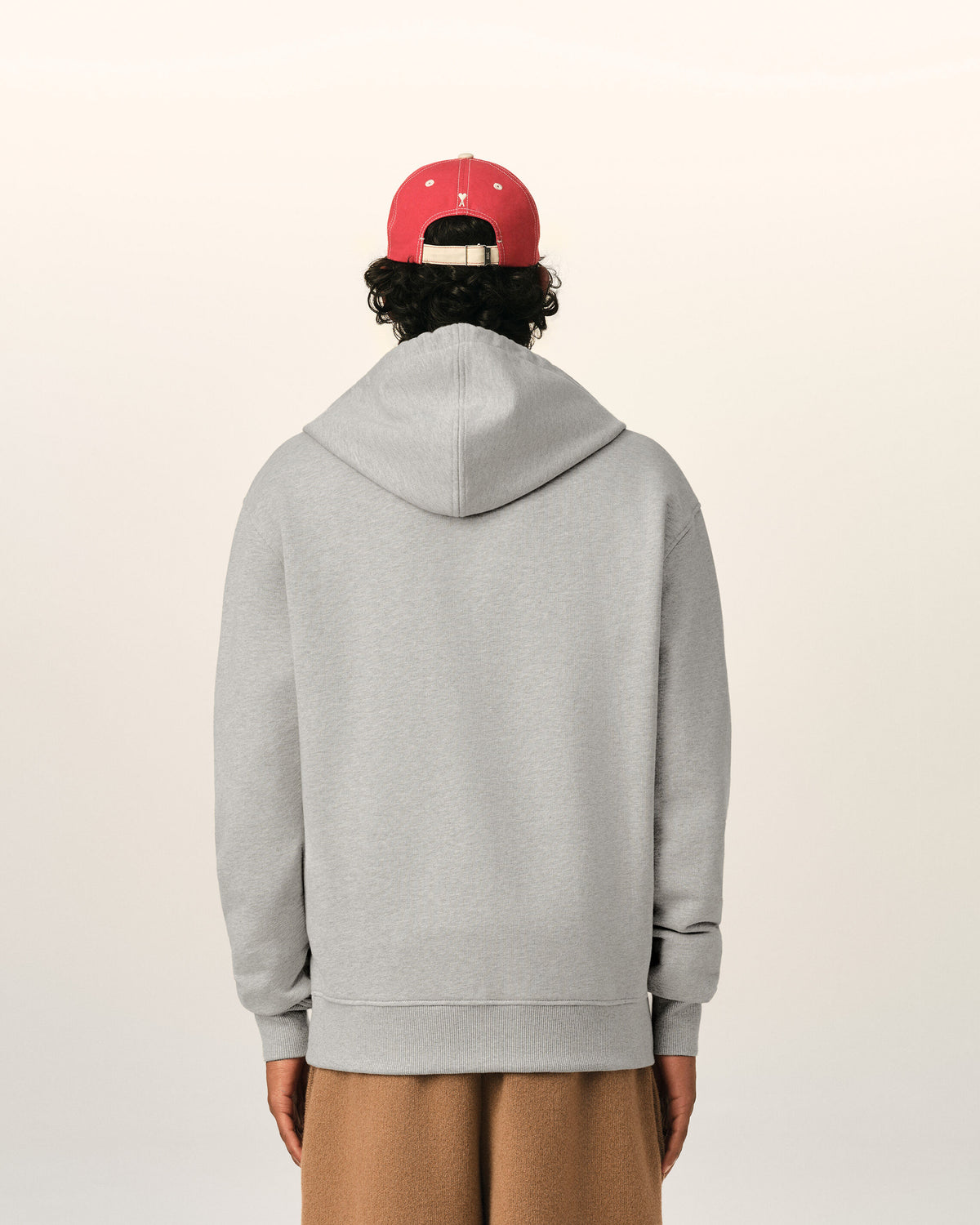 Grey zipped cotton hoodie with Ami de Coeur - 5