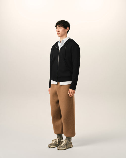 Black Cotton Ami De Coeur Zipped Hoodie - Man - 6 - AMI Paris - Ami Paris