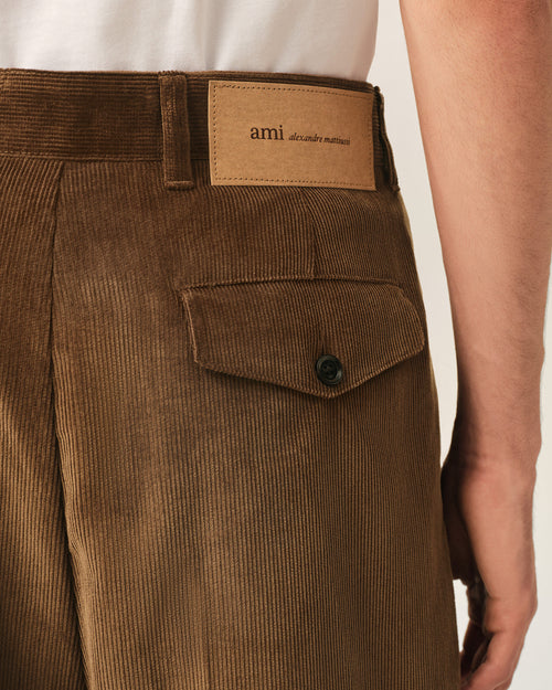 Brown carrot-fit corduroy cotton trousers - Man - 5 - AMI Paris - Ami Paris