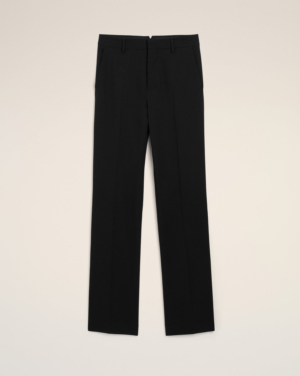 Black straight-fit wool trousers - 1