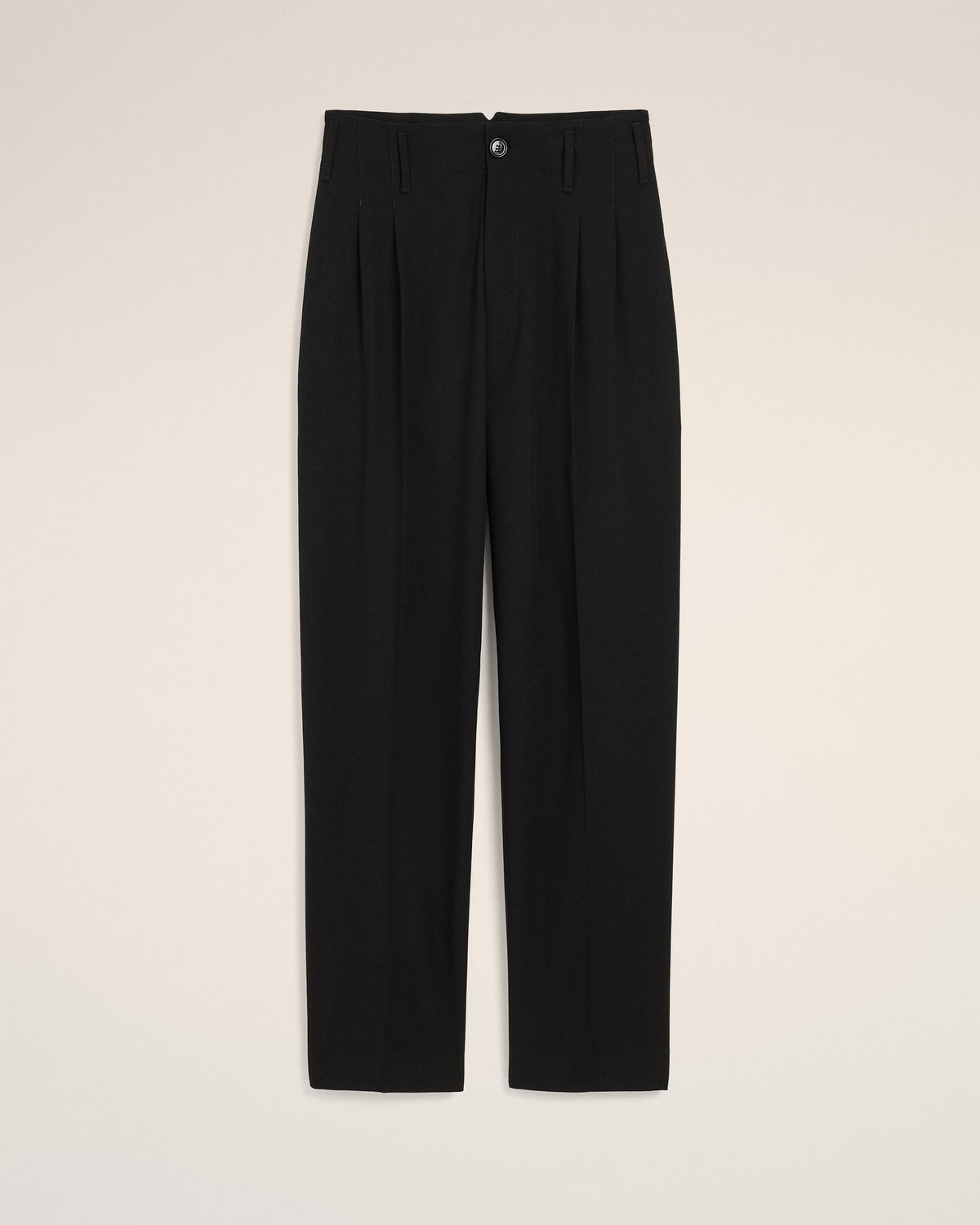 Pantalon noir deux plis en laine - 1