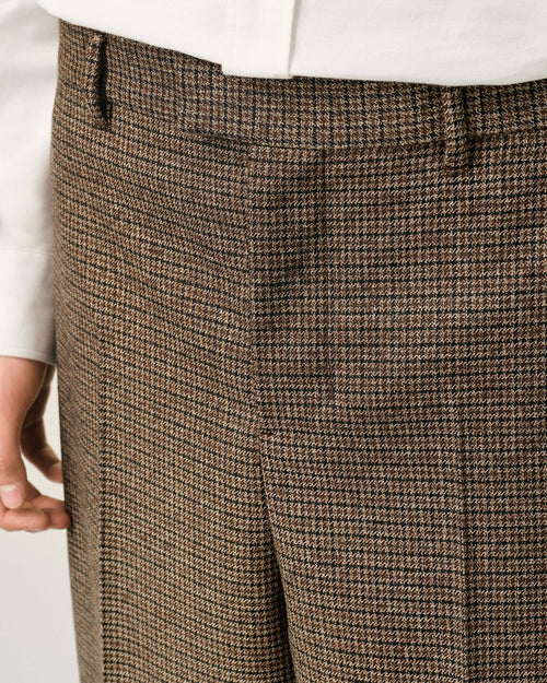 Pantalón de lana marrón de pata de gallo corte balloon - Hombre - 5 - AMI Paris - Ami Paris