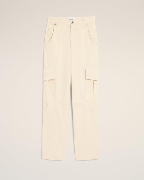 Pantalon cargo blanc coupe baggy en coton - 1 - Ami Paris