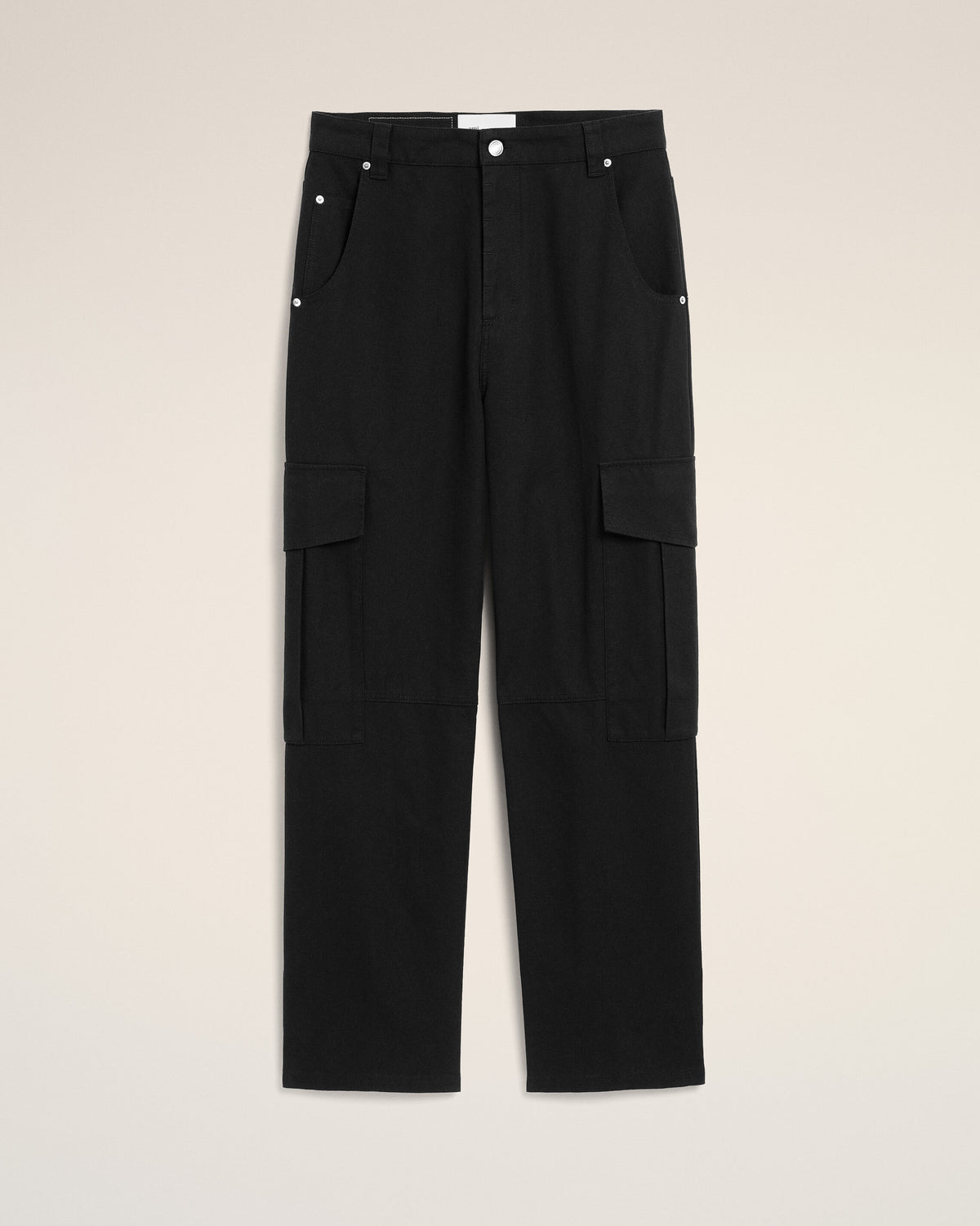 Pantalón cargo de algodón negro de corte baggy - 1