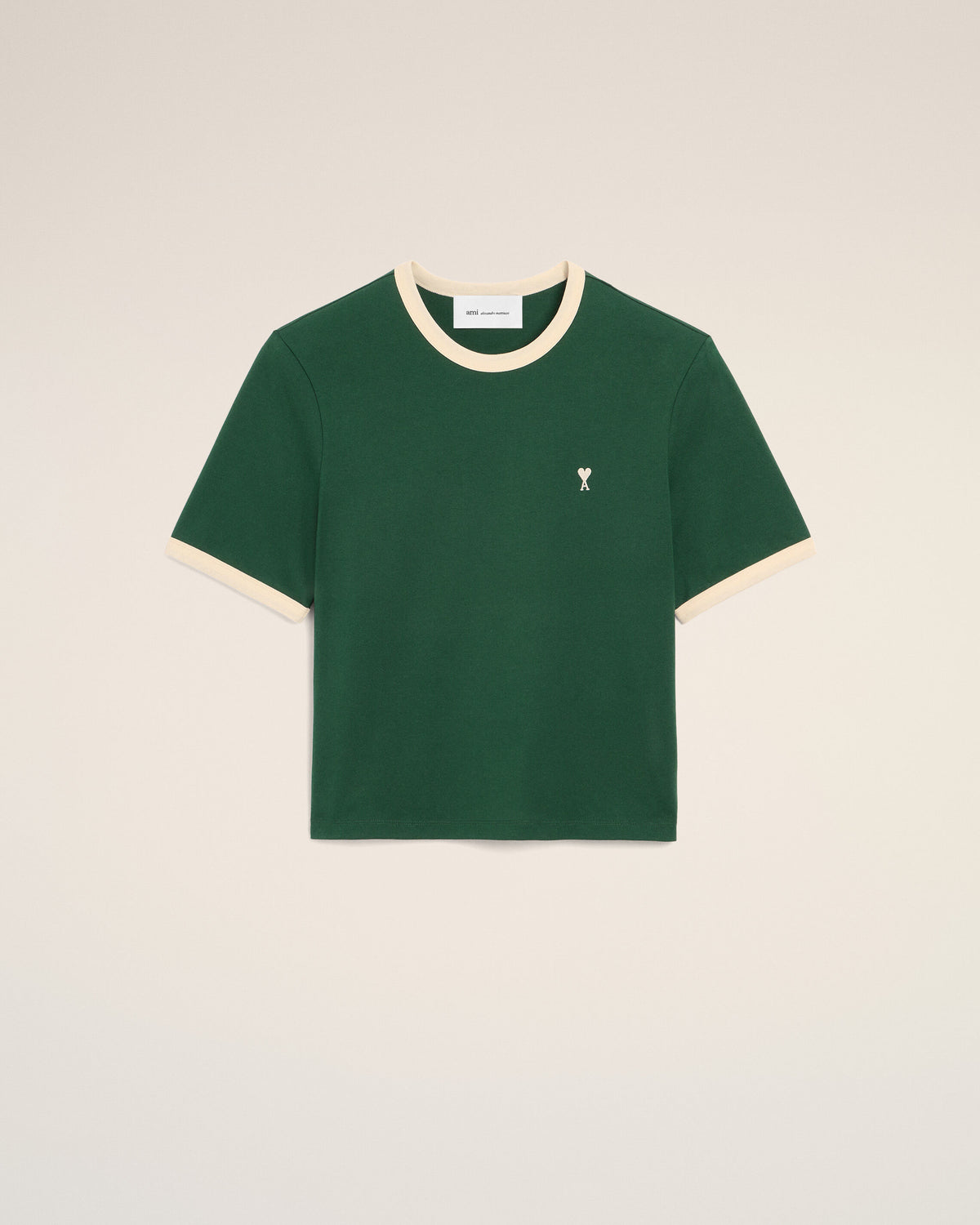 Ami de Coeur T-Shirt aus kontrastierendem grünem Baumwollstoff - 1