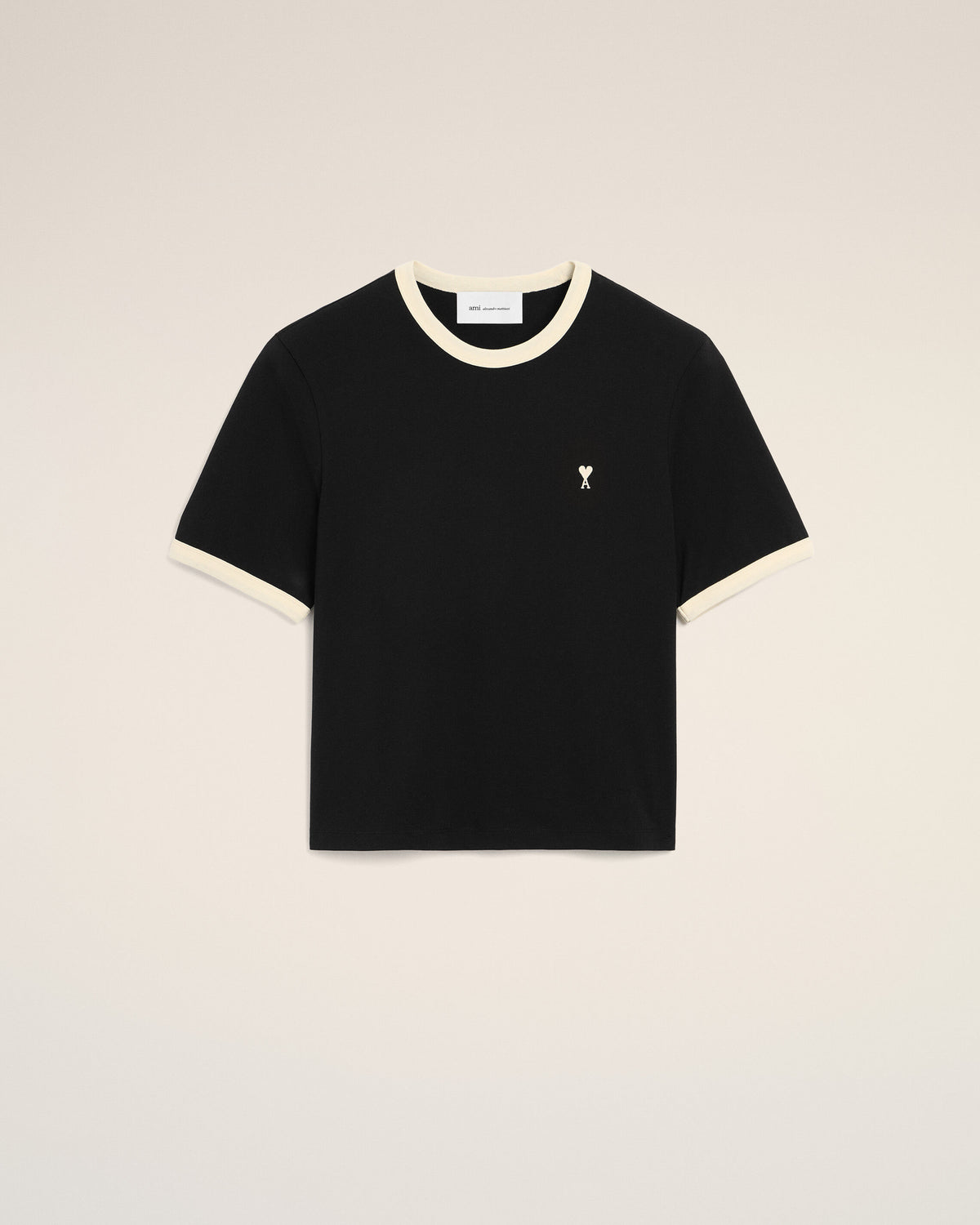 Black contrasted cotton t-shirt with Ami de Coeur - 1