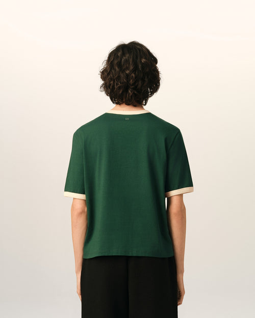 Ami de Coeur T-Shirt aus kontrastierendem grünem Baumwollstoff - Herren - 5 - AMI Paris - Ami Paris