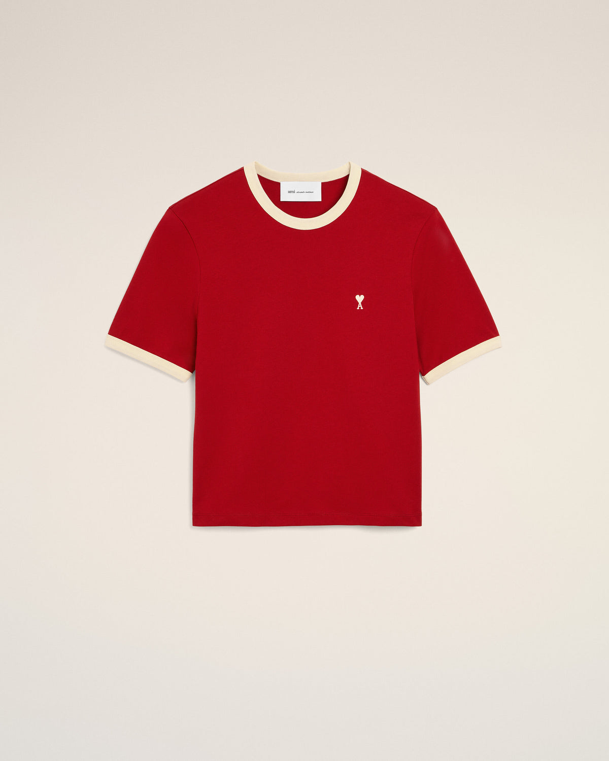 Red contrasted cotton t-shirt with Ami de Coeur - 1