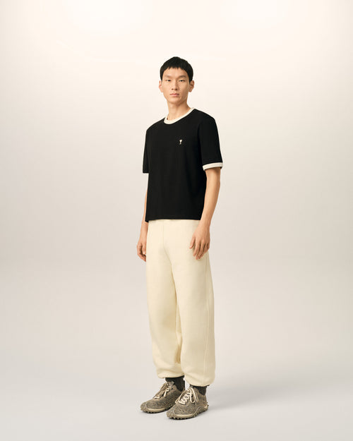 Black contrasted cotton t-shirt with Ami de Coeur - Man - 6 - AMI Paris - Ami Paris