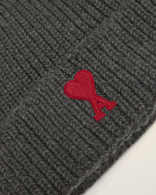 Bonnet gris en laine Ami de Coeur - Homme - 3 - AMI Paris - Ami Paris