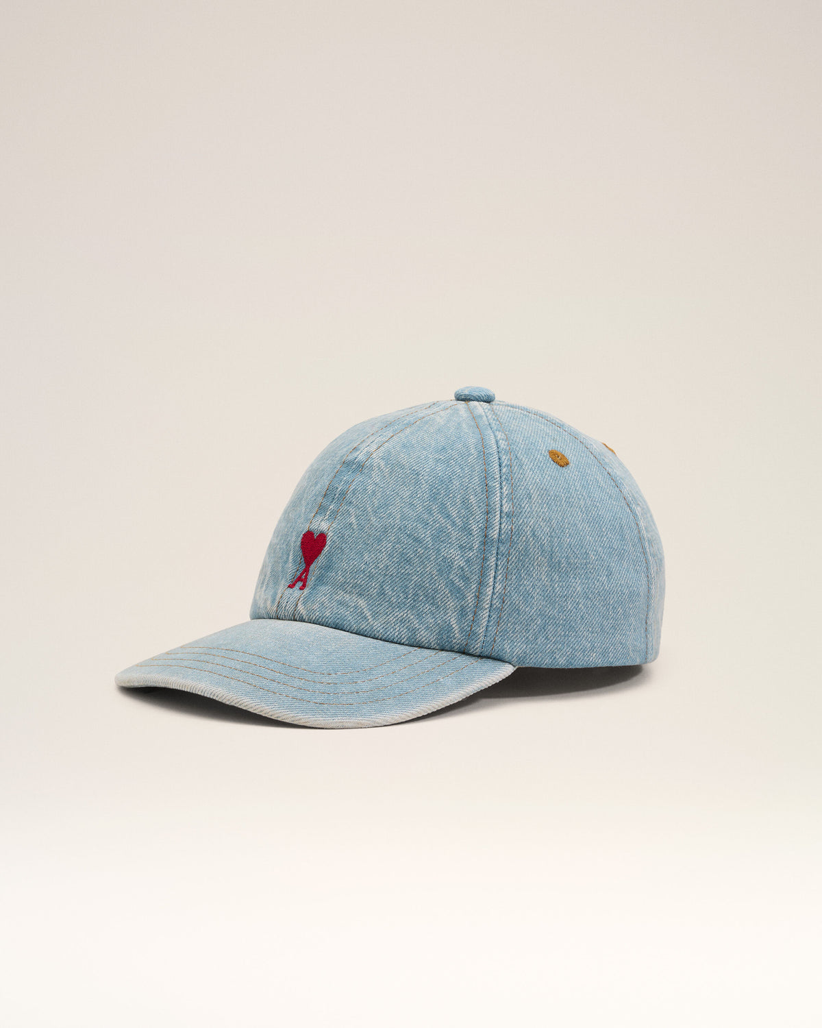 Blue denim cotton cap with Ami de Coeur - 1