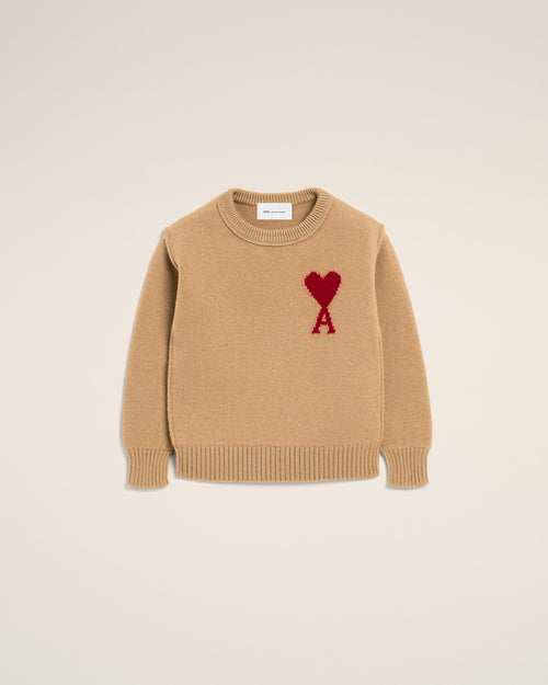 Pull Marron Col Rond Ami De Coeur En Laine - Femme - 5 - AMI Paris - Ami Paris