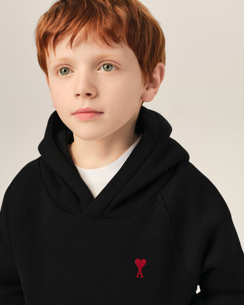 Black cotton hoodie with Ami de Coeur - Man - 3 - AMI Paris - Ami Paris
