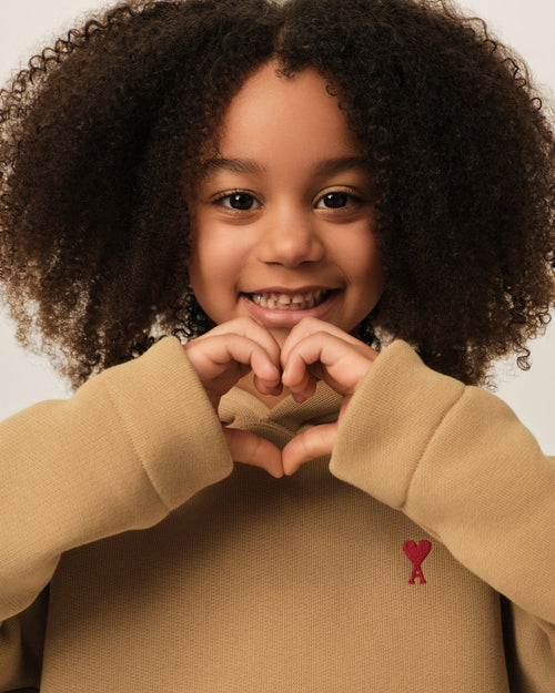 Brown cotton hoodie with Ami de Coeur - Woman - 7 - AMI Paris - Ami Paris