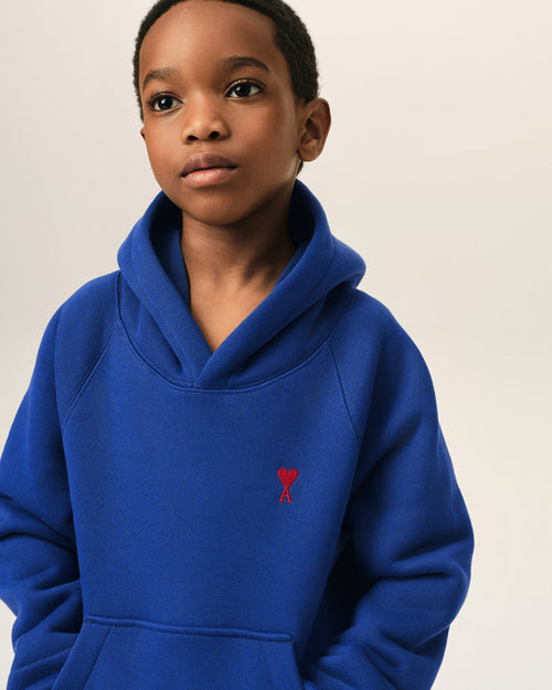 Blue cotton hoodie with Ami de Coeur - Man - 3 - AMI Paris - Ami Paris