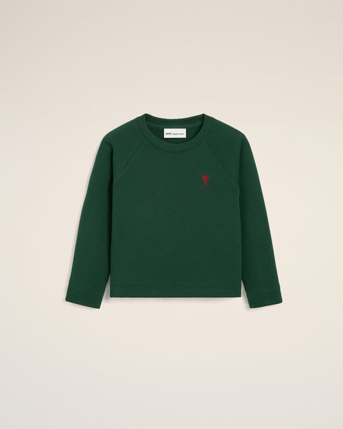 Green cotton sweatshirt with Ami de Coeur - 1 - Ami Paris