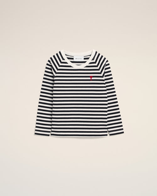 Black and white mariniere cotton t-shirt with Ami de Coeur - Woman - 5 - AMI Paris - Ami Paris