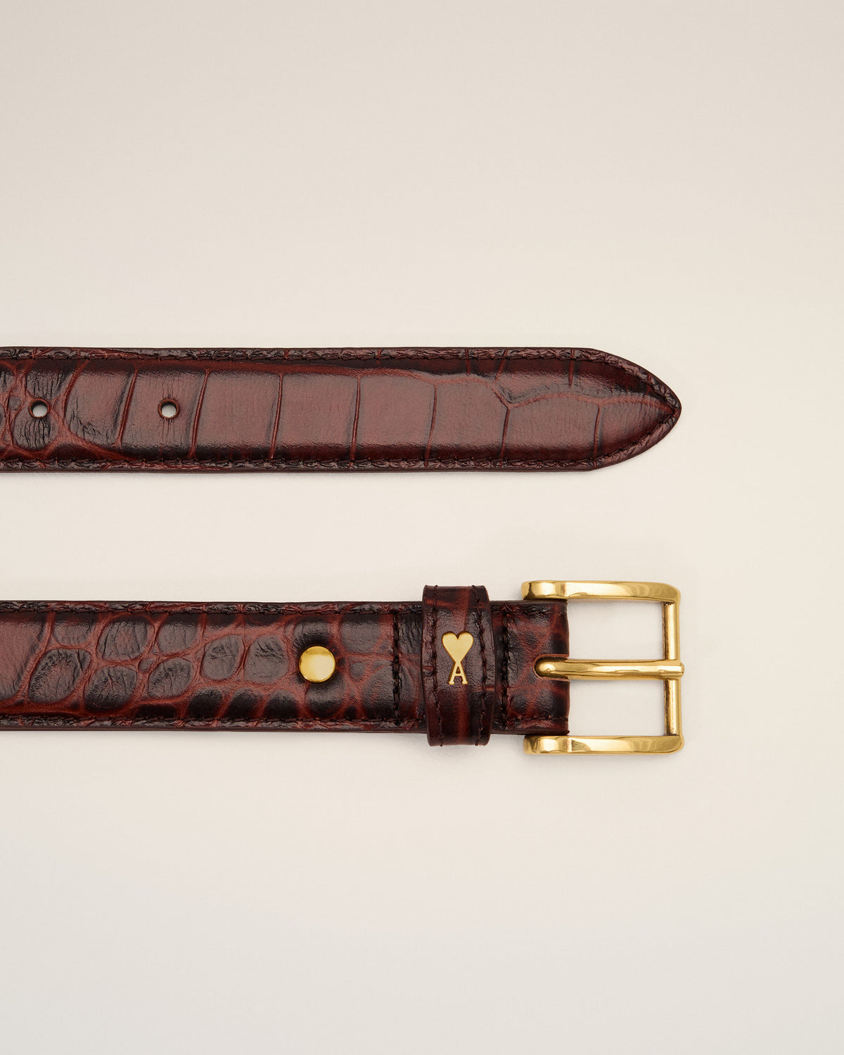 Brown crocodile cow leather Paris Paris belt 25 mm - 4