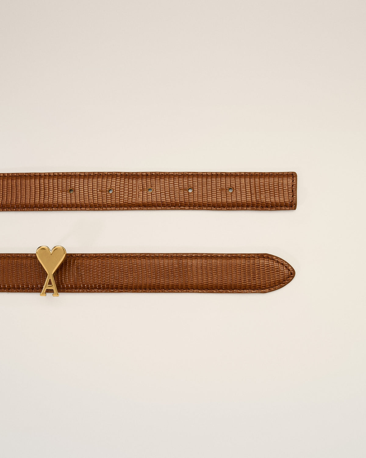 Brown lizard cowhide leather belt 25mm with Ami de Coeur buckle - 4