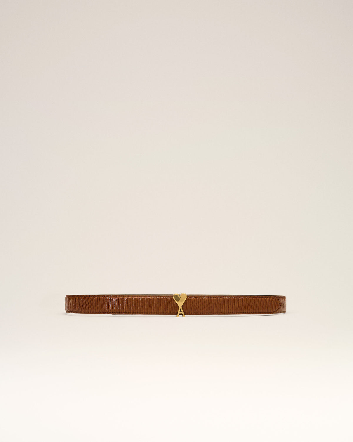 Brown lizard cowhide leather belt 25mm with Ami de Coeur buckle - 3